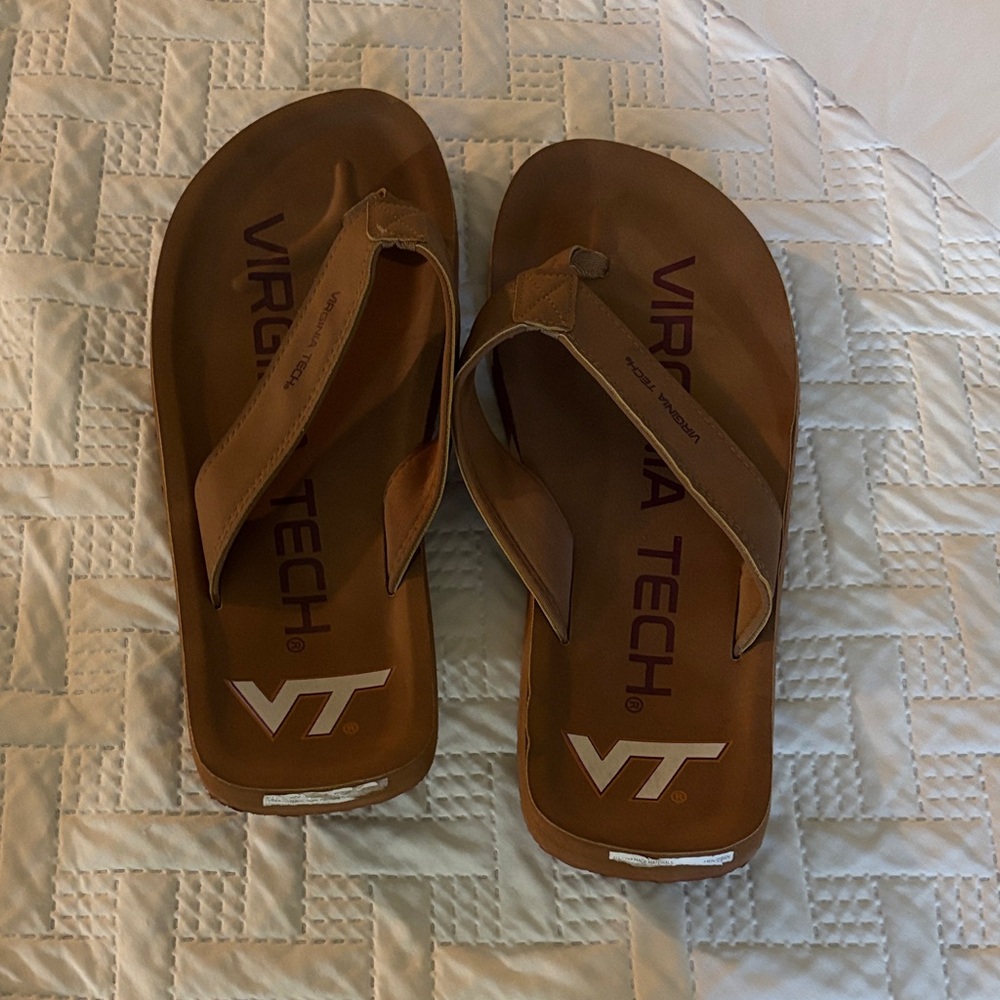 Virginia Tech Tan Flip-Flops